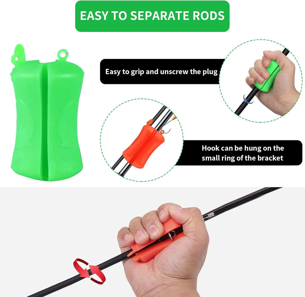 8PCS Portable Fishing Rod Fixed Ball,Multi-Function Rubber Fishing Pole Clip,Silicone Fishing Rod Straps,Wear Resistant Fastener Binding Clip Tight Fishing Accessories for Various Sizes Fishing Pole