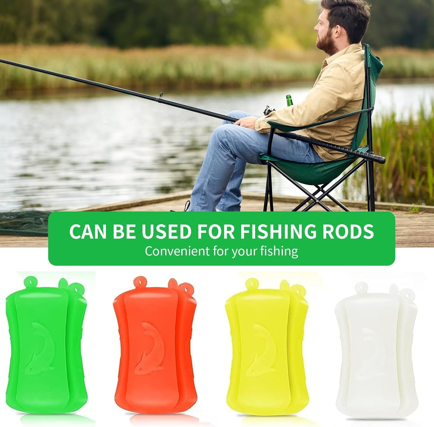 8PCS Portable Fishing Rod Fixed Ball,Multi-Function Rubber Fishing Pole Clip,Silicone Fishing Rod Straps,Wear Resistant Fastener Binding Clip Tight Fishing Accessories for Various Sizes Fishing Pole