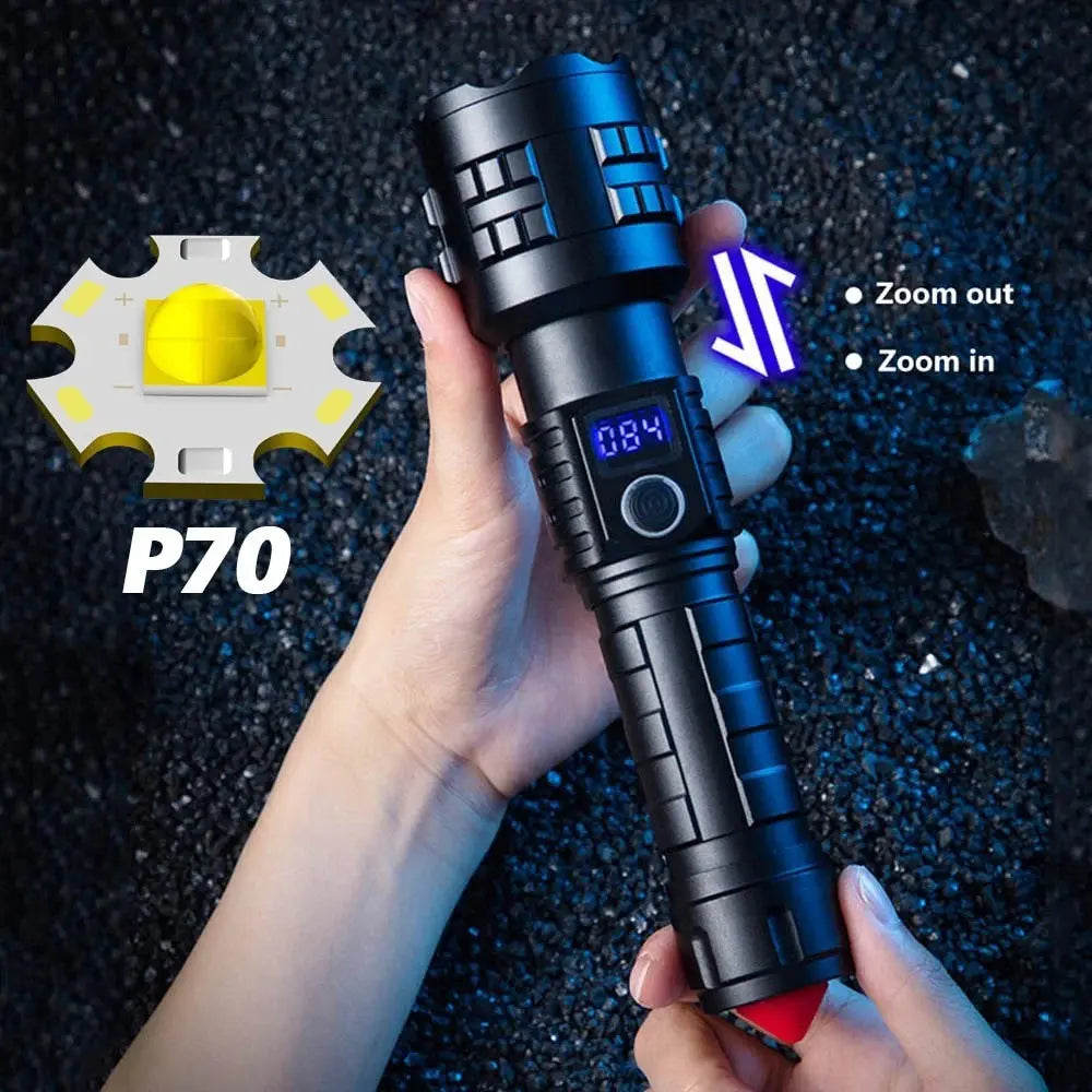 Rechargeable Flashlight, 1 Set 5 Speed Mode LED High Lumen Flashlight, Super Bright Flashlight with Holster, Powerful Handheld Portable Zoom Flashlight for Emergency Camping Hiking #GLOBAL PICKS