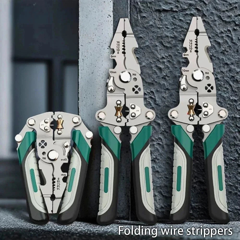 Foldable Wire Stripper Multifunctional Wire Stripper Wire Stripping Pliers Crimper Wire Crimping Tool for Electricians Home DIY